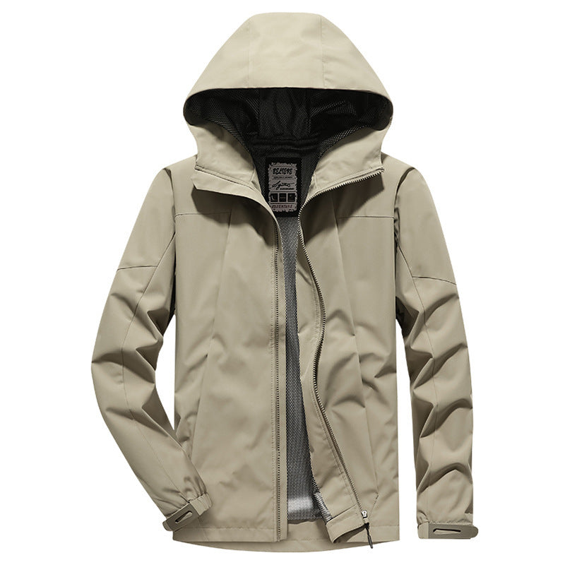 Herr Softshell Regn och Övergångs Jacka med Huva, Vindskyddande Membrane och Andningsbar Mesh Foder