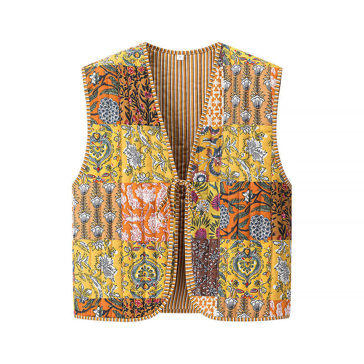 Dam kviltad väst med Ties, diamond quilting och randig design