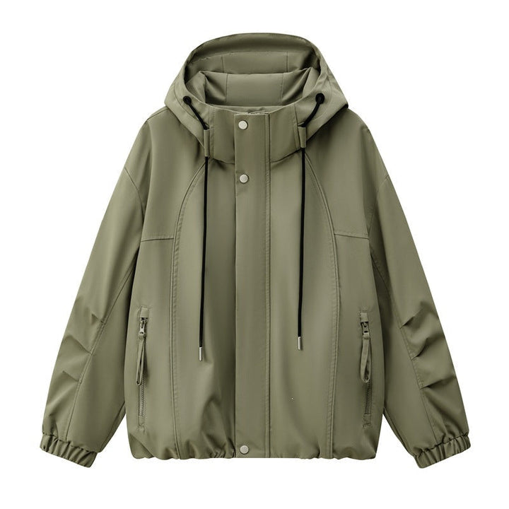 Herr Lätt med Huva Utility Övergångsjacka med Water-Repellent Outer Shell och Elastic Fåll