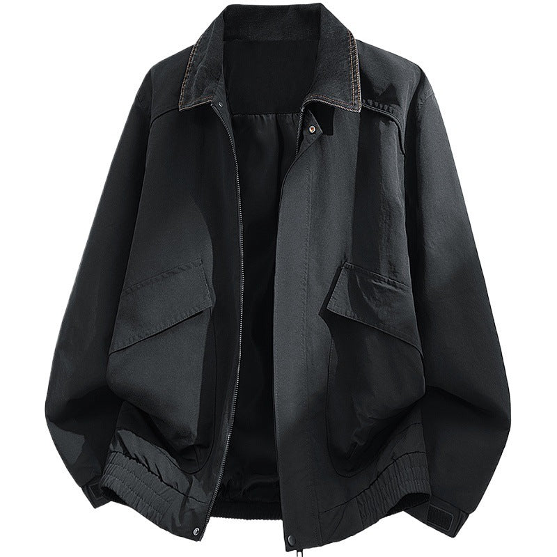 Herr oversize Funktion Blouson med Cord Krage, fickor med lock och elastisk fåll