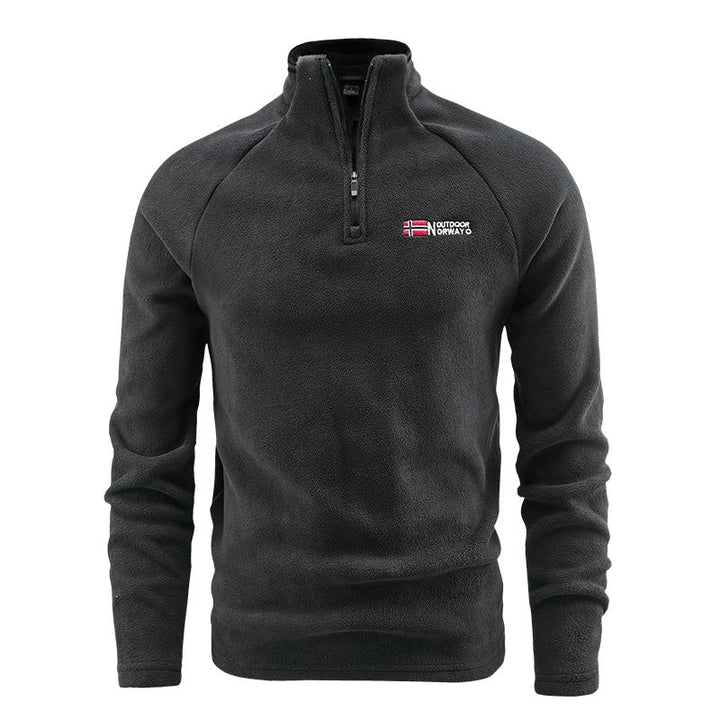Herr Fleece Halv Dragkedja Pullover med Ståkrage och Andningsbar Thermofleece