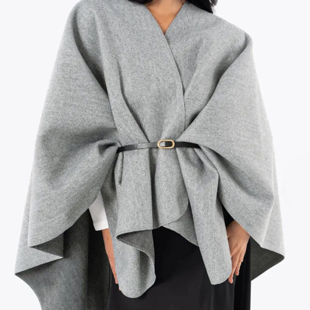 Dam oversized-capeponcho med Wrap look och V-Neck