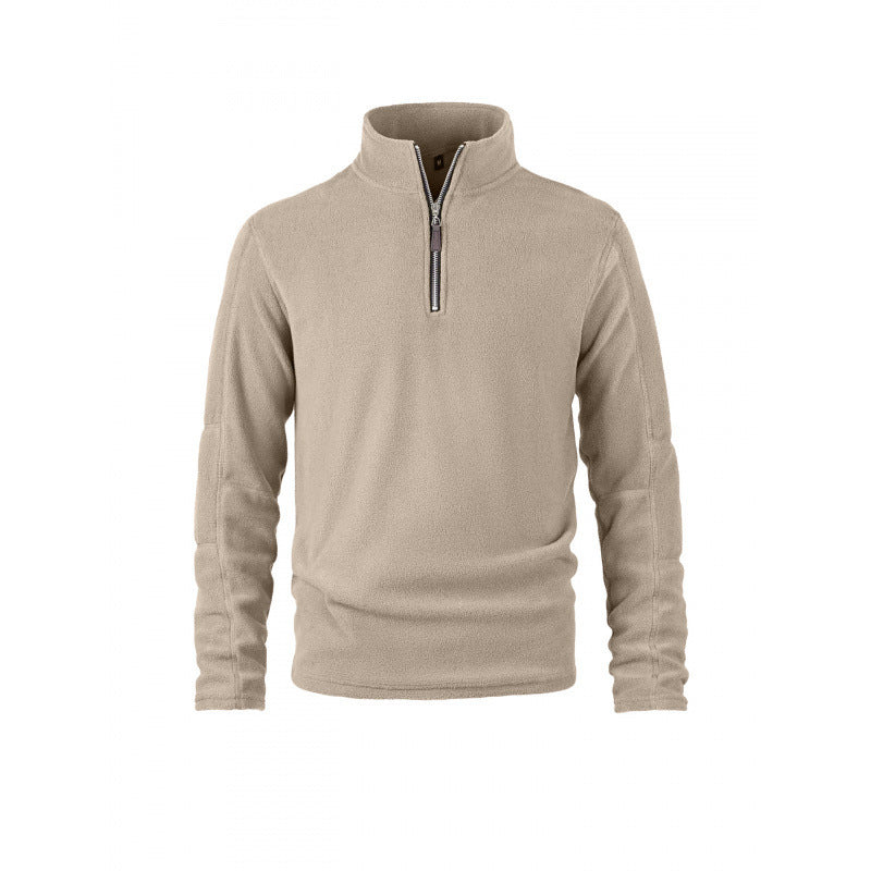 Herr Fleece Pullover med Halv Dragkedja och Ståkrage