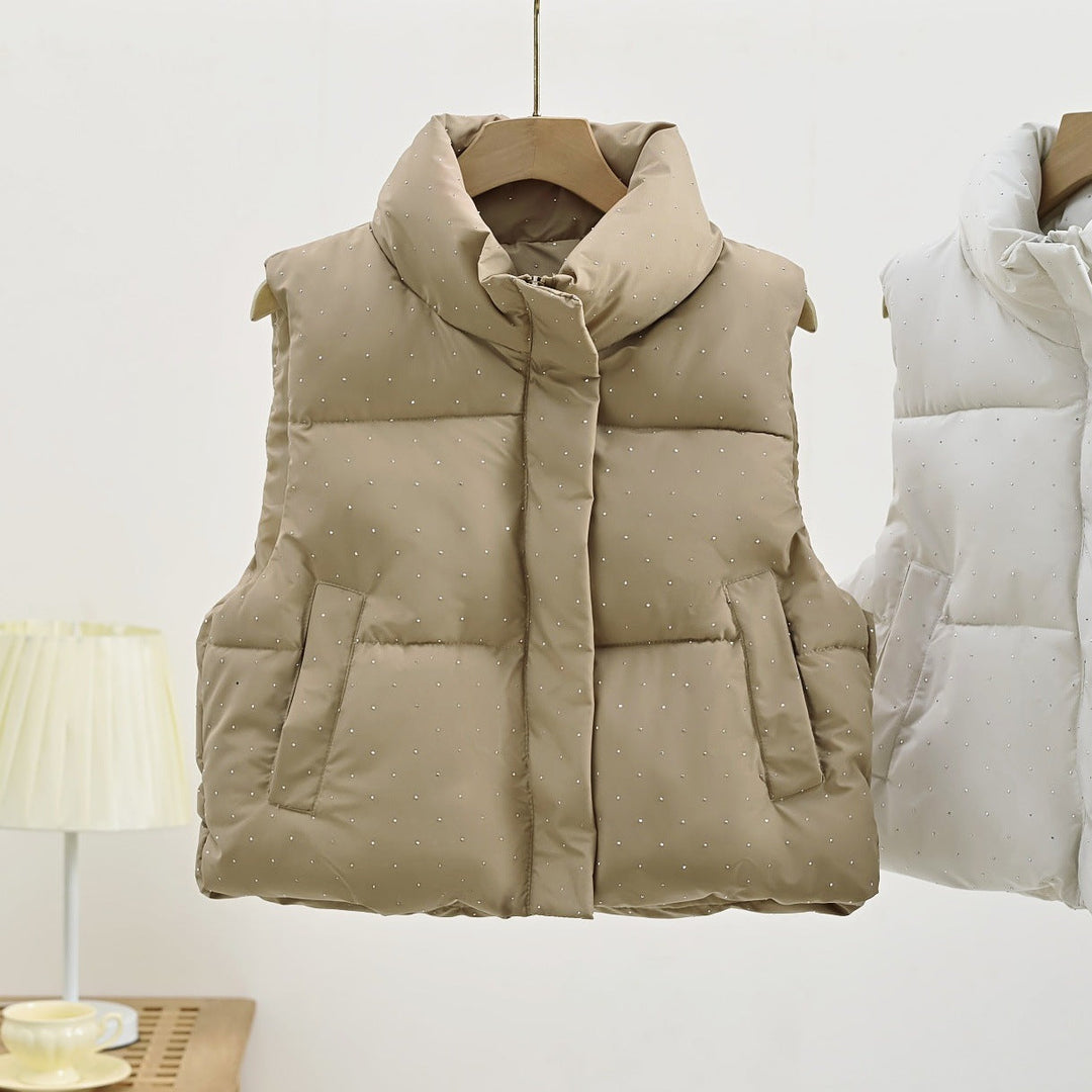 Dam Isolerad Sleeveless Vadderad Gilet med Quiltad Ståkrage