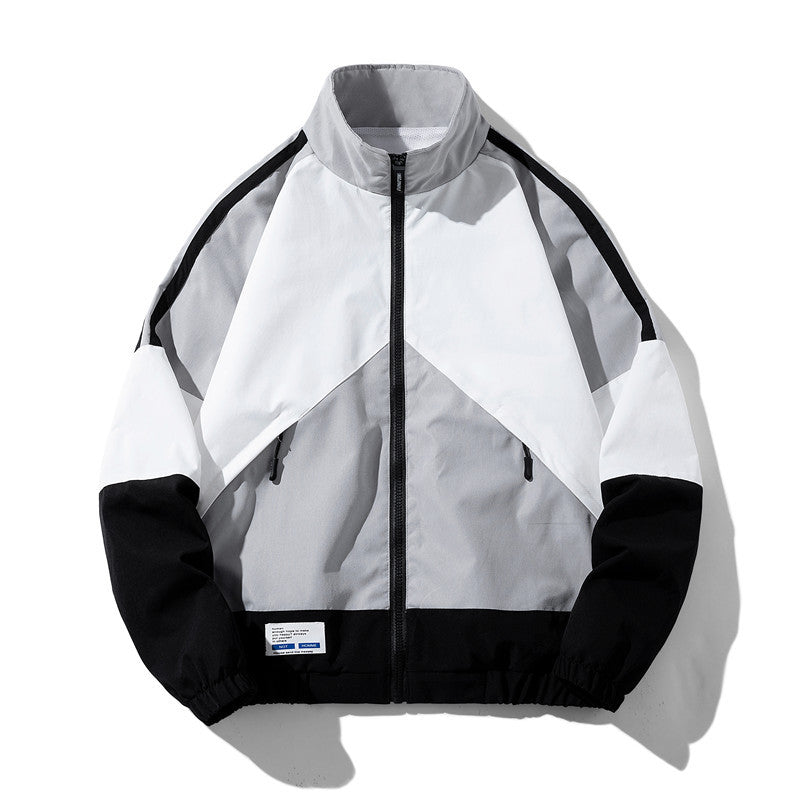 Herr Sporty Track Windbreaker Jacka med ståkrage, meshfoder och fickor med dragkedja