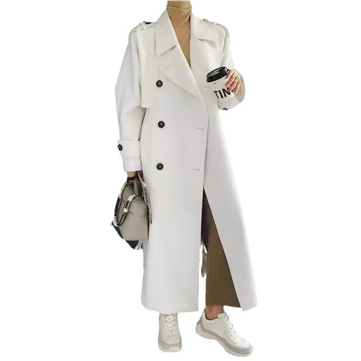 Dam modern konstläder trenchcoat
