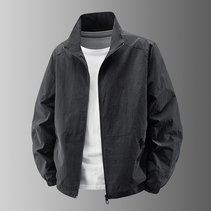 Herr Ultralight Technical Blouson Jacka med Elastisk Muddar, Dold Dragkedjefickor och Andningsbar Nylon Mix