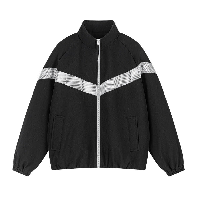Unisex Lätt Training Jacka i Retro Sports Stil med V-Shaped Reflective Insert