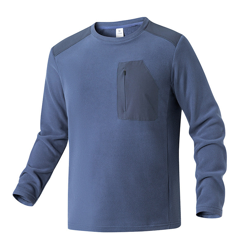 Herr Termisk Fleece Pullover med Bröst Dragkedja och Teknisk Round Neck