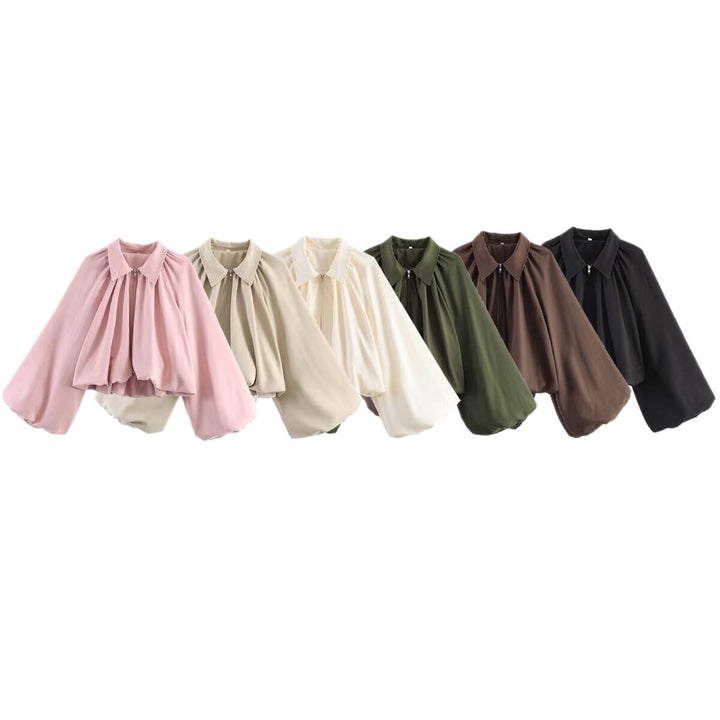Dam kort cape med voluminous ärmar, dragkedja och gathered fåll