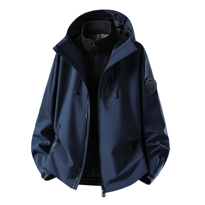 Herr Two-Piece Vattentät Frilufts Jacka med Avtagbar Fleece Inner Jacka och Tätad Sömmar