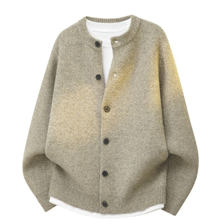 Dam Oversize Stickad Jacka i Bomber Stil med Round Neck, Ribbed Nederkant &amp; Balloon Ärmar