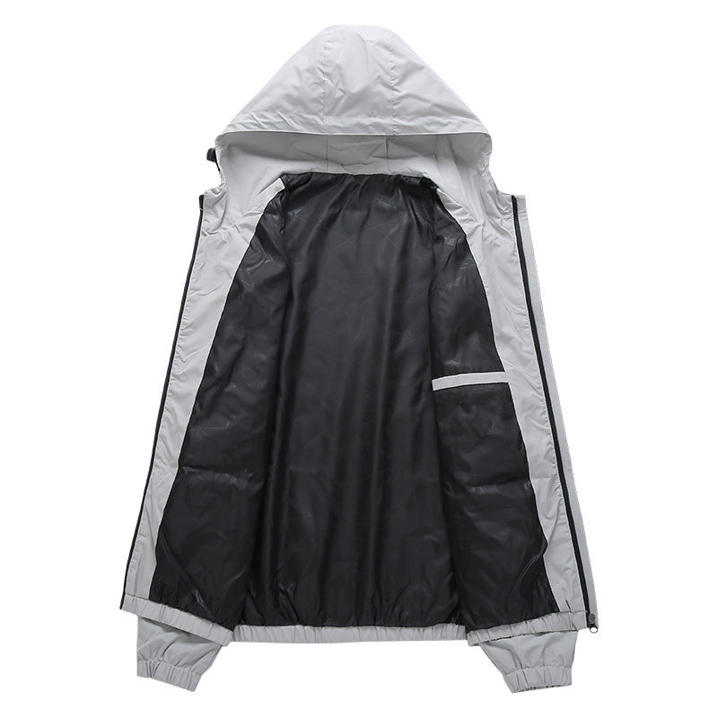 Herr Lätt med Huva Vindjacka med Water-Repellent Surface och Concealed Dragkedja