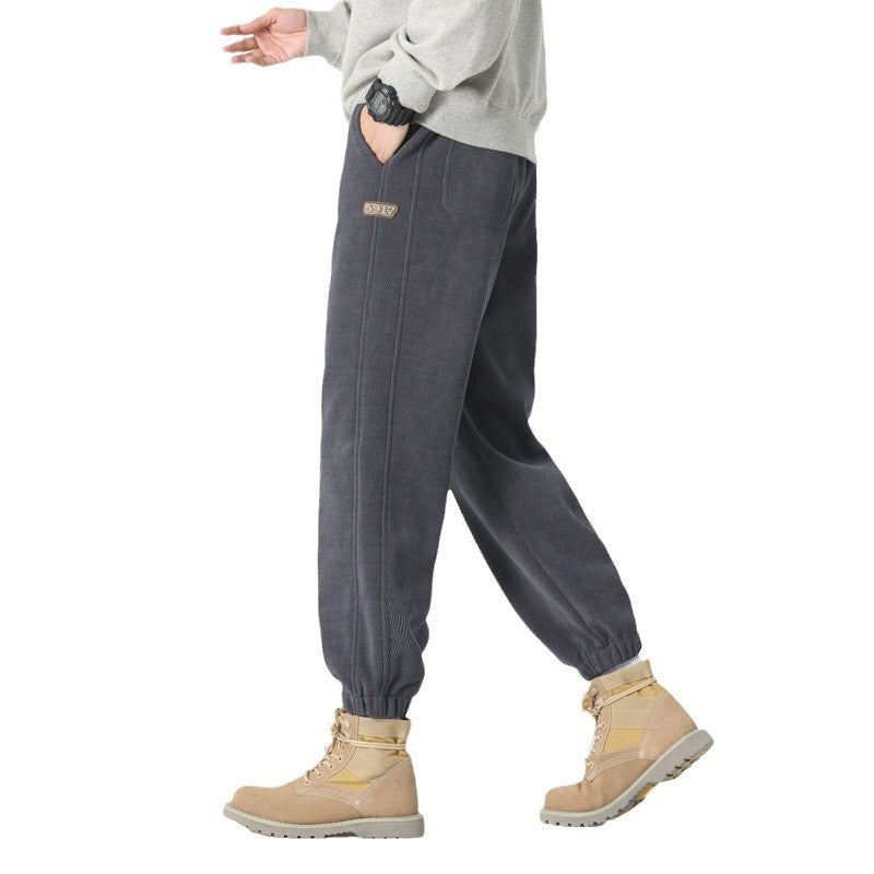 Herr Bekväm Sweat Jogging Byxor med Elastic Dragsko, Pre-Shaped Sömmar, och Ribbstickade Muddar