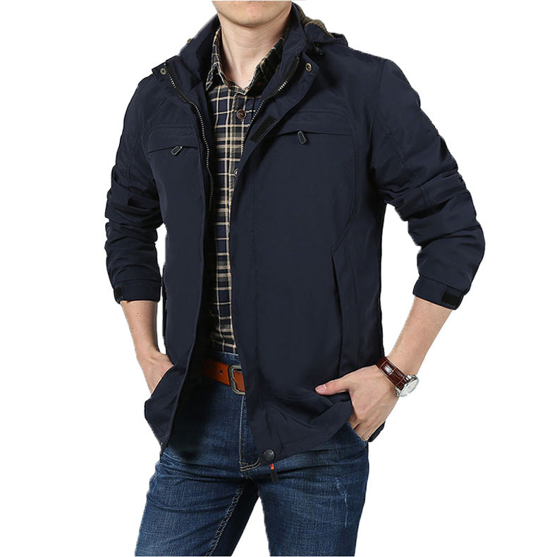 Herr Modern Softshell Fältjacka med Huva, Andningsbar Stretch och Organizer Fickor