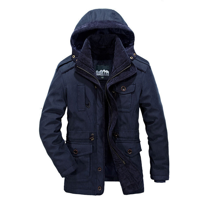 Herr Vadderad Canvas Fält Parka med Sherpa Foder och Huva Krage