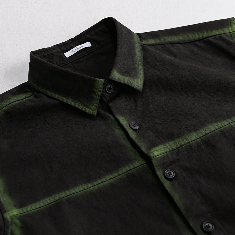 Herr Skjortjacka i Oversized Stil med Washed Edges och Klassisk Kent Krage