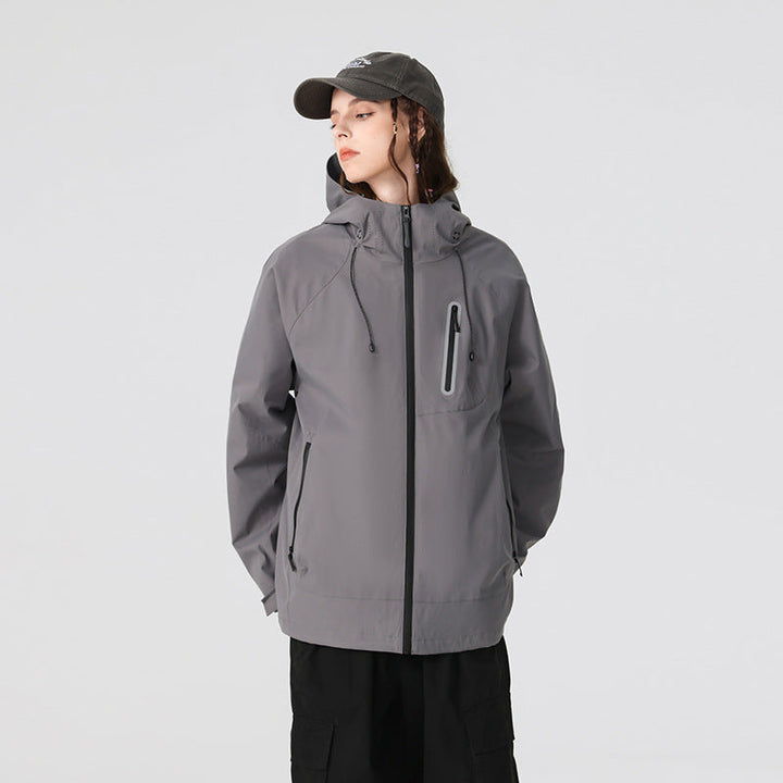 Herr Vattentät Softshell Regn Jacka med Justerbar Huva och Bröst Dragkedja Drune