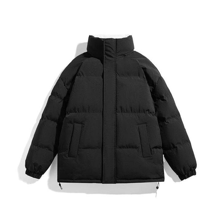 Unisex Boxy pufferjacka med hög ståkrage, dold dragkedja och justerbar dragsko fåll