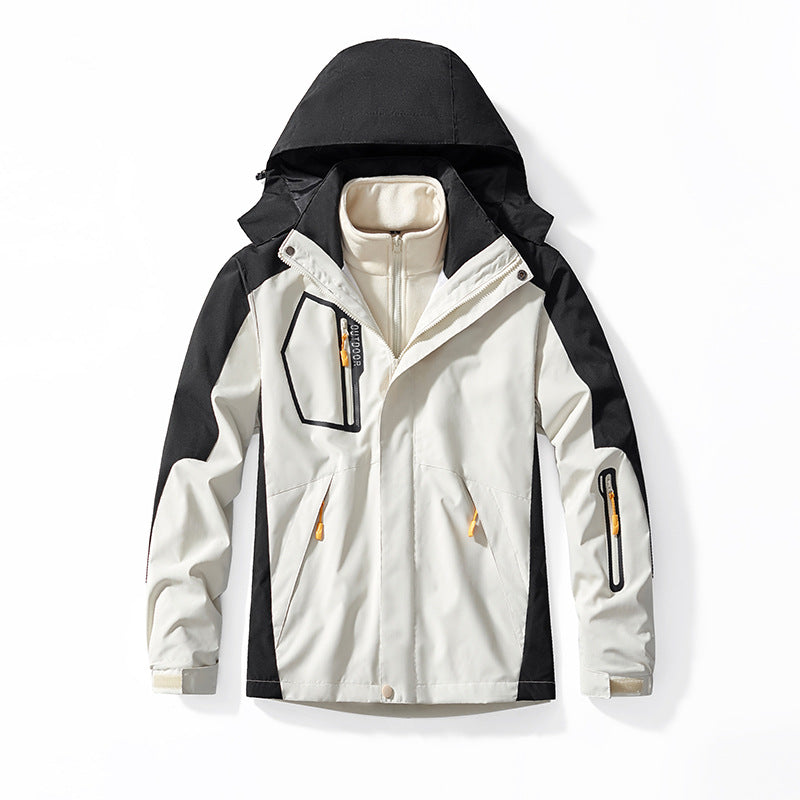 Herr Three-In-en Utomhus Softshelljacka med Uttagbar Fleece Inre Jacka och Huva