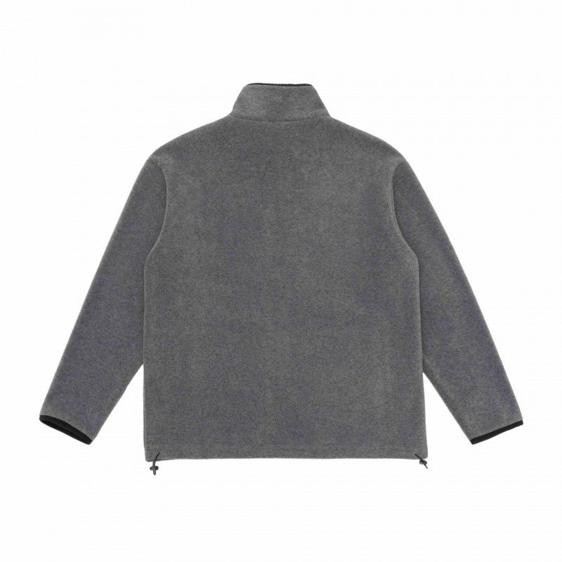 Herr fleece jacka med ståkrage, vindresistent microfleece och dragsko i fållen