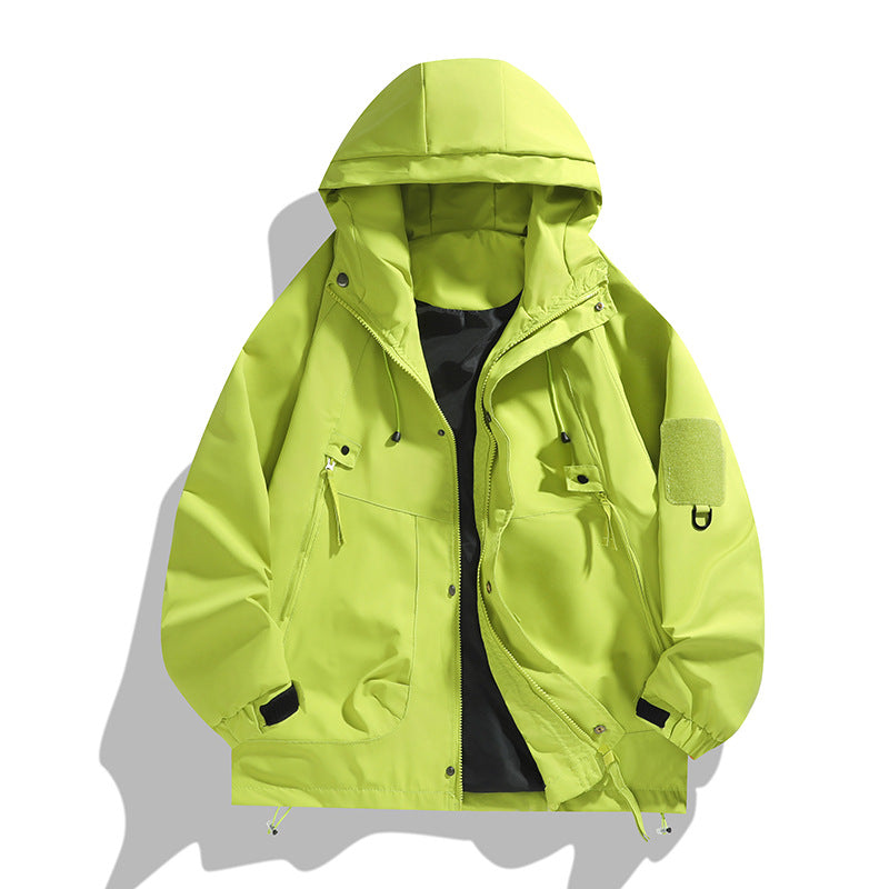 Herr Andningsbar Utility Luvtröja Jacka med Concealed Dragkedja, Multi Fickor, och Adjustable Ärm Muddar