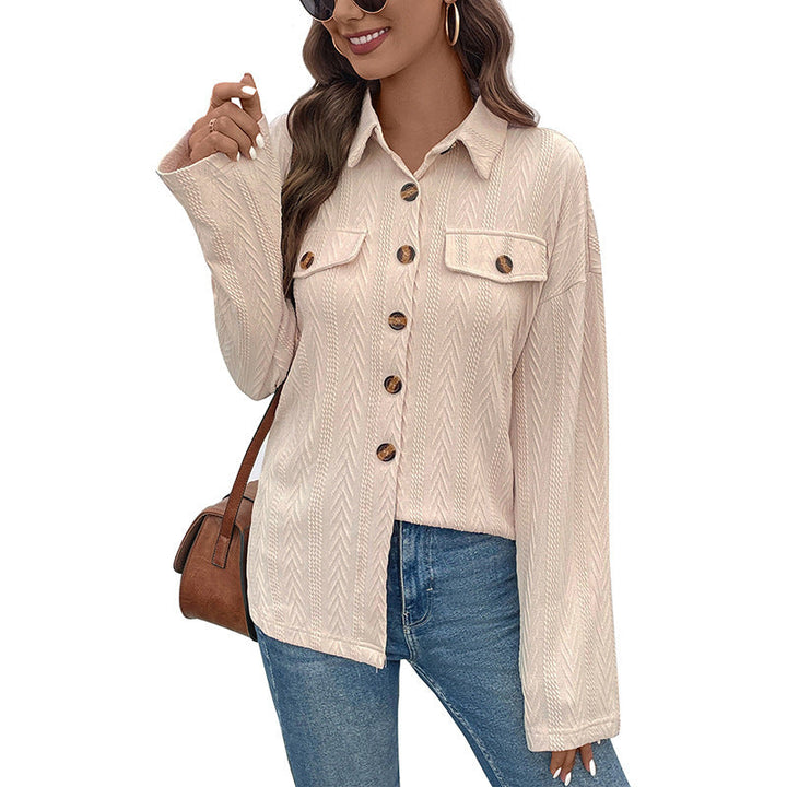 Dam lätt Structured Shirt jacka med Breast fickor och Horn look knappar