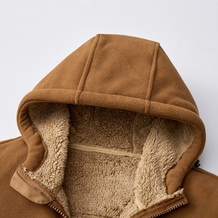 Herr Vadderad Teddy Fleece Luvtröja med Tvåvägsdragkedja &amp; Fickor med Dragkedja