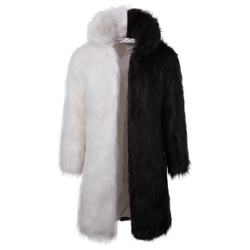 Dam med huva kappa gjord faux fur mid-length med luxurious teddy look