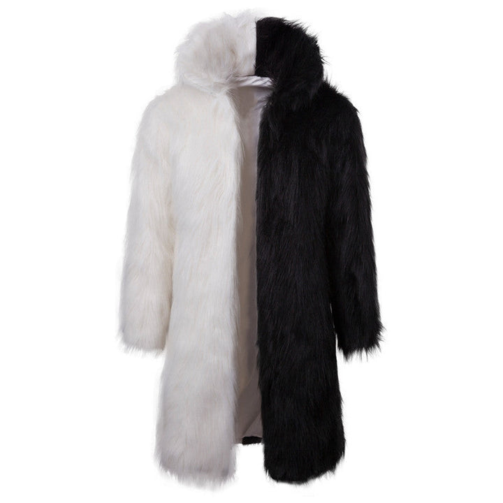 Dam med huva kappa gjord faux fur mid-length med luxurious teddy look
