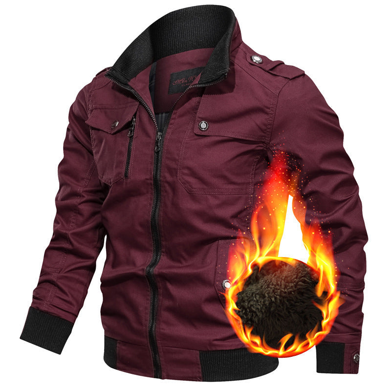 Herr Canvas Fält Blouson med Warming Teddy Fleecefoder, Axel Epaulettes, och Ribbad Muddar