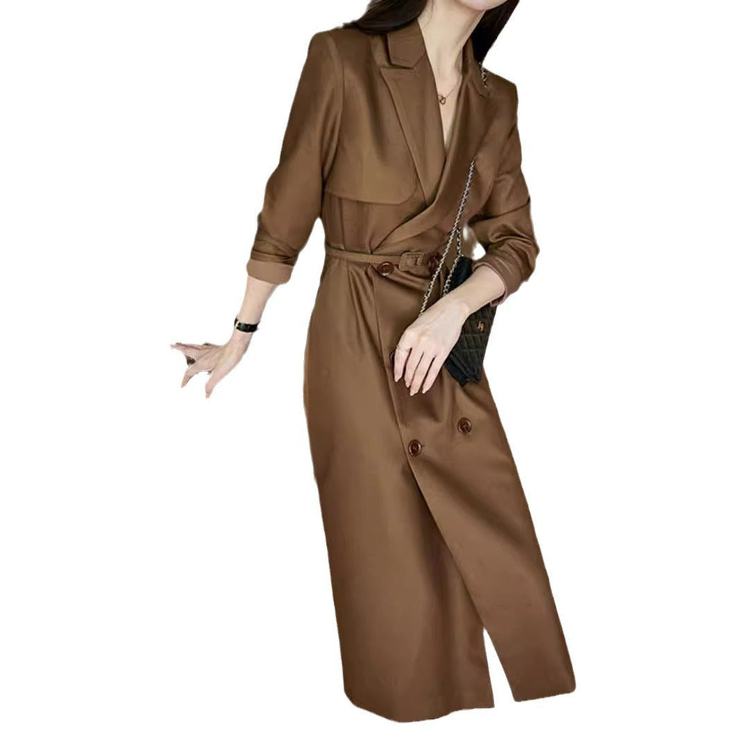 Dam elegant trenchcoat med Double knappslå och midjebälte