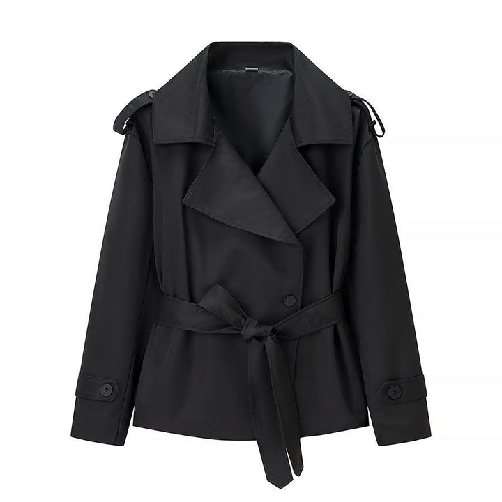 Dam skräddad kort trenchcoat med knytband och Epaulettes