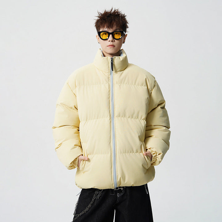 Herr Short Skärning Oversized Quiltad Jacka med Hög Krage