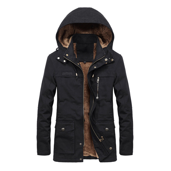 Herr Termisk Canvas Parka med Teddy Fleecefoder och Vind Lock