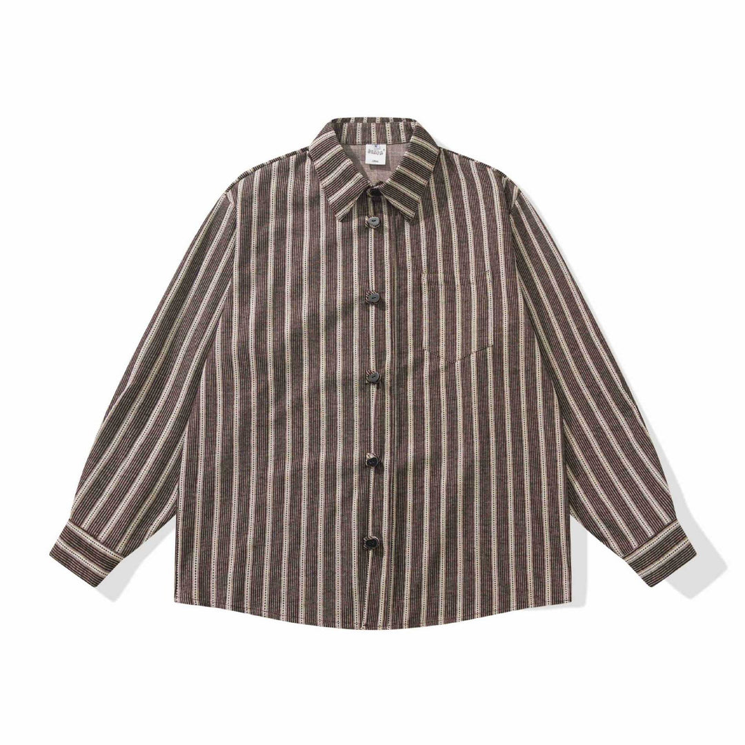Dam Randig Overshirt Jacka med Bröstficka