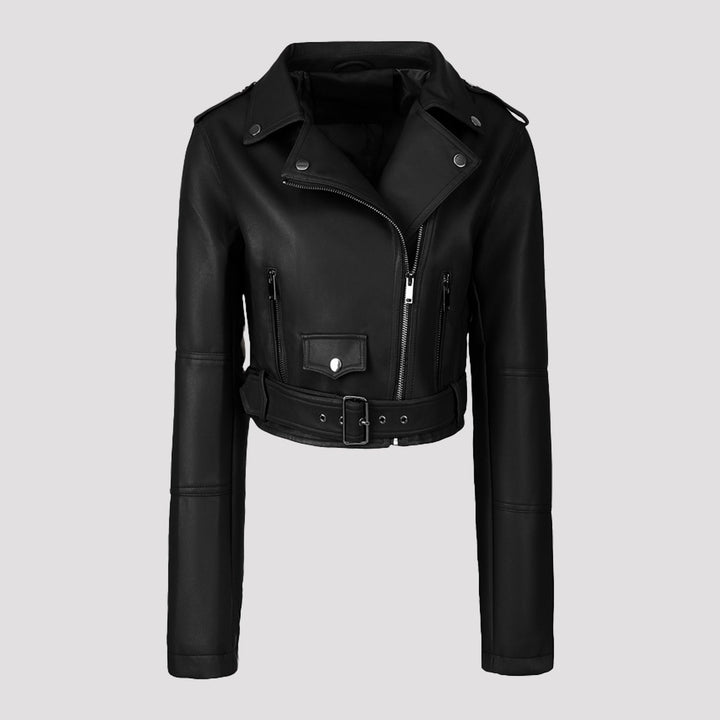 Dam Trendig Bikerjacka med Belt