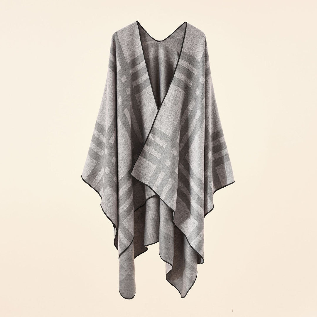 Dam Fine Jacquard kimono Cape med kontrasterande Overlock Edge