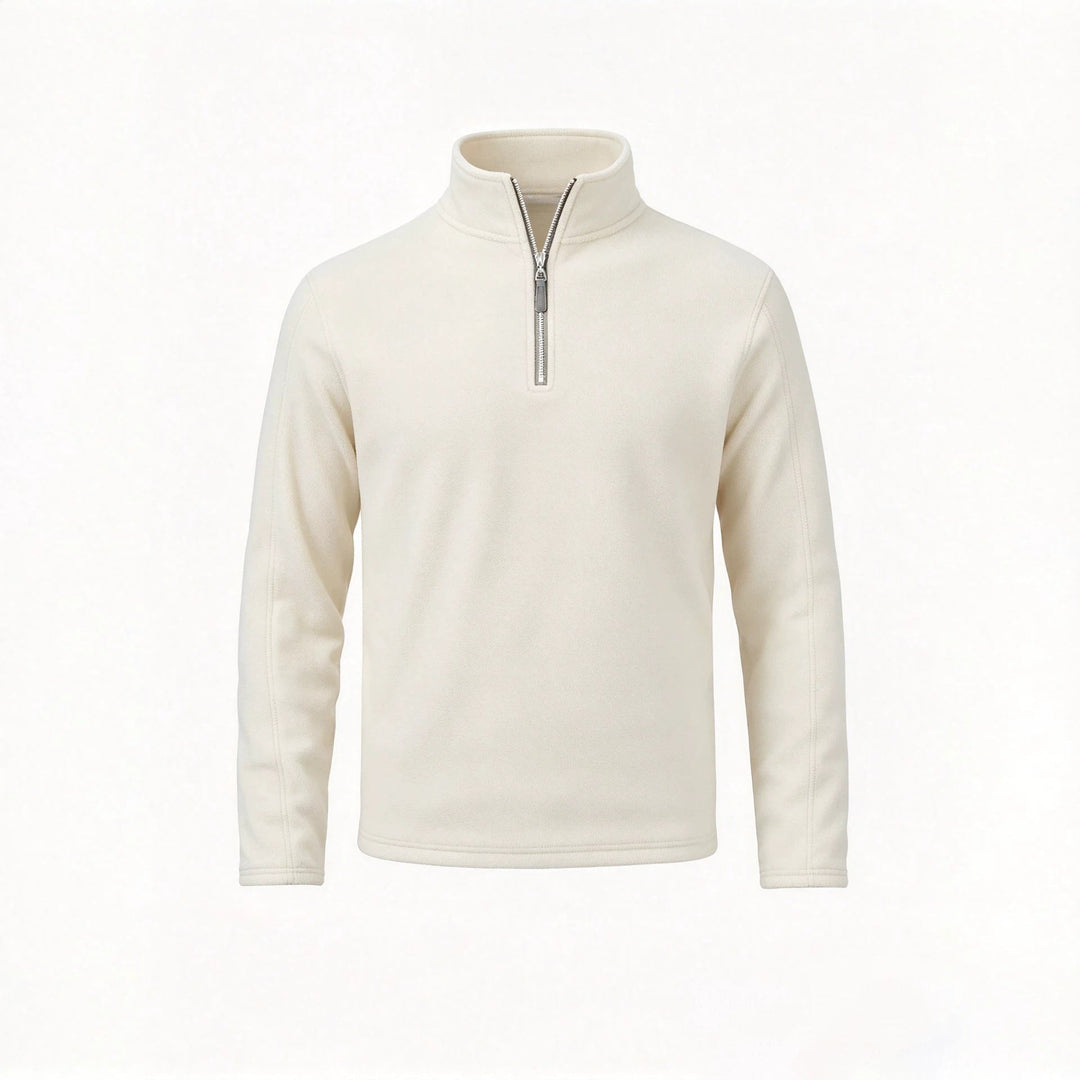 Herr Fleece Pullover med Halv Dragkedja och Ståkrage