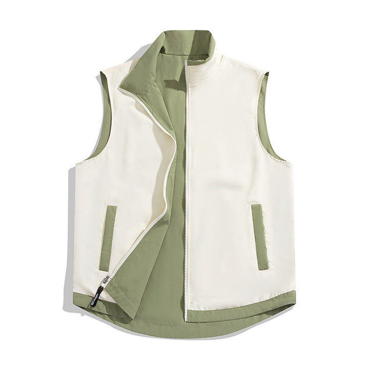 Herr Sleeveless Vind och Thermo Utility Väst med Silky Foder och Dold Tvåvägsdragkedja