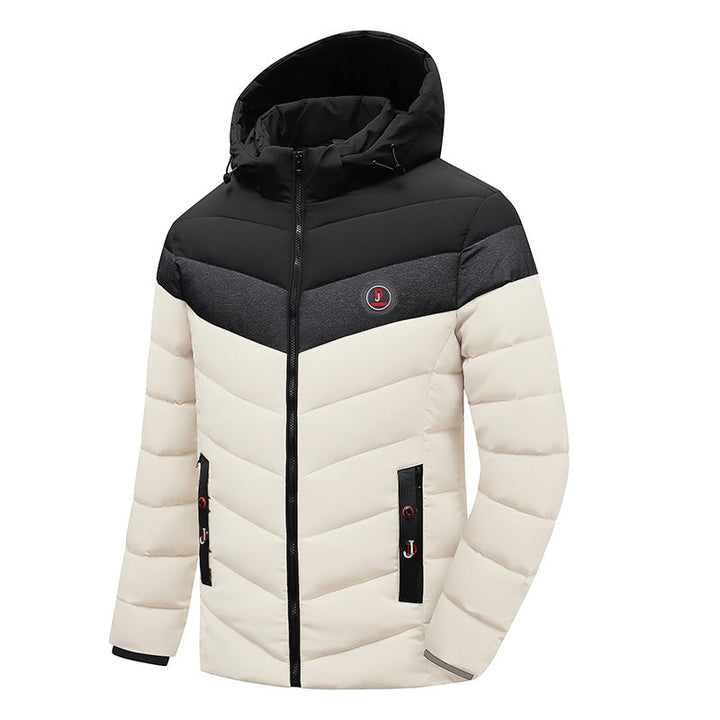 Herr Quiltad Anorak med Huva och Vadderad Chevron Isolering Jacka