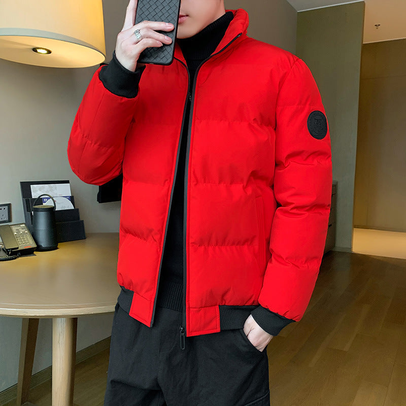Herr Compact Thermo Quiltad Jacka med Hög Ståkrage, Vindskyddande Yttre Skal och Elastisk Ribbad Muddar