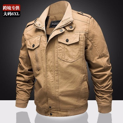 Herr Canvas Fältjacka i Militär Utility Stil med Axel Epaulets och Dold Tvåvägsdragkedja