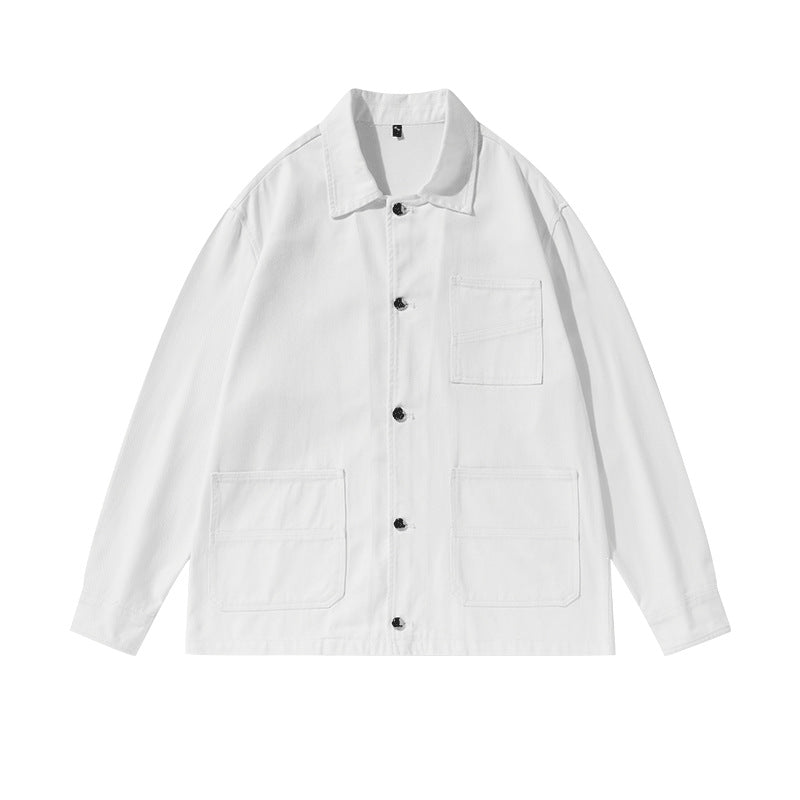 Unisex Oversize Work Jacka i Skjortjacka Stil Tillverkad av Canvas med Patch Fickor
