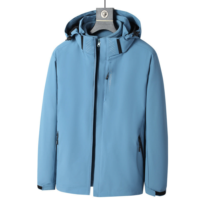 Herr Wind och Water-Resistant Jacka med Huva med Ergonomic Skärning och Concealed Dragkedja