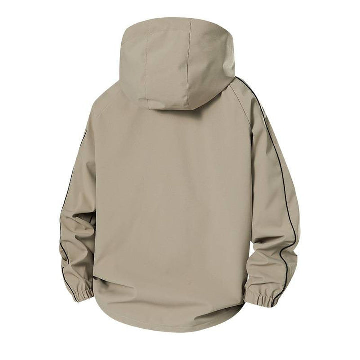 Herr lätt softshell utomhusjacka med huva, elastiska muddar och hel dragkedja
