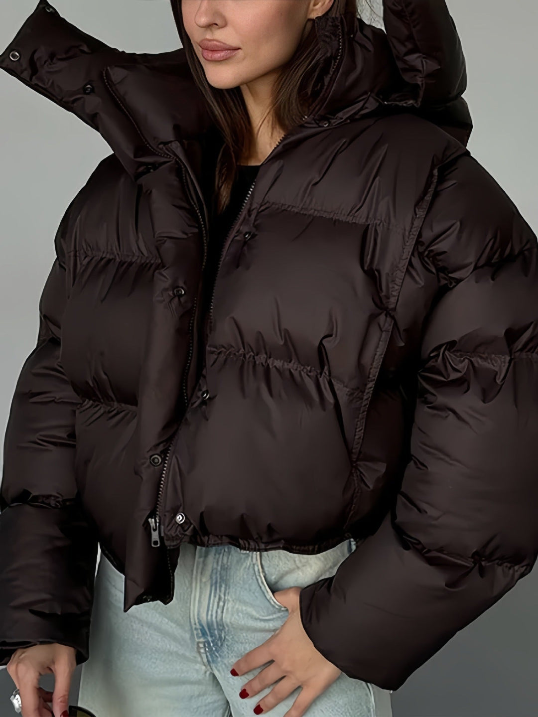 Dam stilren kort jacka med quiltad detaljer