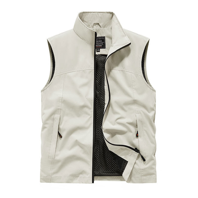 Herr Softshell Väst med Mesh Foder, Vind Resistant och Dragkedjefickor