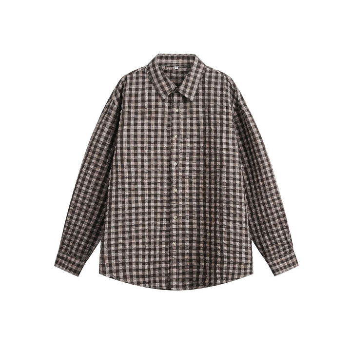 Unisex Oversized Rutig Skjorta Jacka med Ficka och Mjuk Textured Fabric