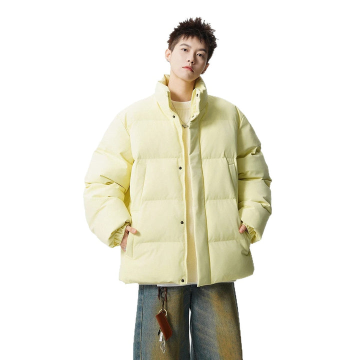 Herr Short Skärning Oversized Quiltad Jacka med Hög Krage